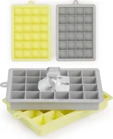 Blumtal 2x24 silikónových kociek na ľad 2,6 cm - veľkosť kociek na ľad M, bez BPA, ľahko vyberateľné kocky ľadu, sivá a žltá farba