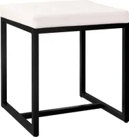 CLP Sitzhocker Barci mit Polsterung und schwarzem Eisengestell,creme Kunstleder