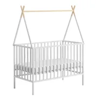 ATB MEBLE Babybett TIPI KOLLEKTION , Beistellbett Baby aus Holz , Kinderbett , drei Ebenen der Matratzenhöhe Hausbett für baby , 120 x 60 cm , Weiß