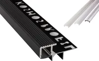 T-40 LED Alu Fliesenprofil Treppenprofil Stufen 12mm schwarz 2m milky