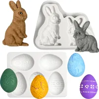 2 Stück Motivbackformen, Oster Silikonform Schokolade Süßigkeiten Form, 3D DIY Silikon Ostereier Osterhase Backform Für Fondant
