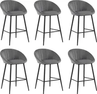 EUGAD Barhocker 6er Set, gepolstert, Samt, mit Metallbeinen, Dunkelgrau