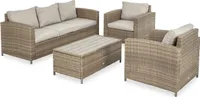 di volio Gartenmöbel VELETI, Gartenmöbel-Set für 5 Personen - Couchtisch & 3-Sitzer-Sofa & 2 Sessel, aus hochwertigen Polyrattan, bequem & wetterfest