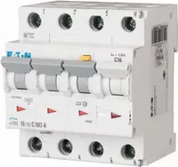 Eaton FI/LS Kombination, 6 A, 30 mA, LS-Charakteristik: C, 3p+N, FI-Charakteristik: A 120657