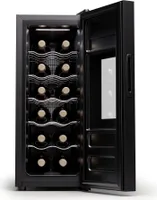 Klarstein Freistehender Weinkühlschrank 1 Zone, Getränkekühlschrank Klein, Kleiner Weinschrank, Wein-Kühlschrank Klein mit Glastür, Indoor/Outdoor Flaschenkühlschrank, Wine Fridge, 12 Flaschen