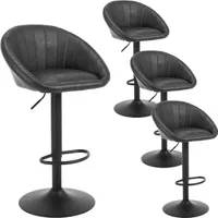 WOLTU Barhocker, höhenverstellbar drehbar, mit Rückenlehne, Kunstleder Metall, Anthrazit