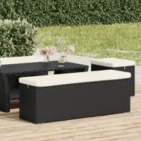 vidaXL Stolička Lavica s vankúšom na sedenie čierna 110x30x40 cm Poly ratan