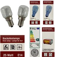 2x Backofenlampe Glühbirne hitzebeständig für Herd Ofen Mikrowelle E14 Klar