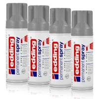 4x edding Permanent Spray silber matt 200 ml Premium Acryllack Spraydose