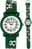 Pacific Time Kinder Armbanduhr Jungen Lernuhr Fußball grün 20271