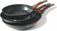 Granit Bratpfanne 3-teilges Pan Pfanne 20-28 cm leichte Reinigung Antihaft, Induktion Gas