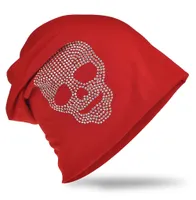 Beanie Muetze Totenkopf Rot