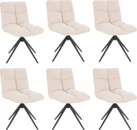 HOME DELUXE - Esszimmerstuhl NODA - 6er Set, Farbe: Samt Creme - 360 Grad drehbar, weiche Polsterung, bis 120 kg belastbar I Küchenstuhl Speisestühle Esszimmerstühle