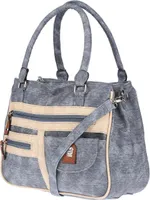 Große Damen Tasche Schultertasche Umhängetasche Henkeltasche Leder Optik Bag Hellblau