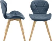 Esszimmerstuhl Älmhult 2-er Set 81x57 cm Kunstleder Buche Stühle Wohnzimmerstuhl Küchenstuhl Blau