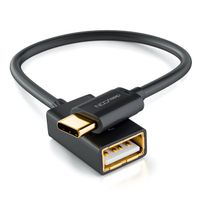 deleyCON 0,1m USB 2.0 OTG Adapter Kabel - C-Stecker auf A-Buchse - Datenkabel Smartphone & Tablet verbinden mit USB Stick USB Festplatte - Schwarz