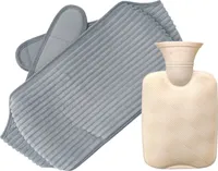 Wärmflasche 1000mL,Wärmflaschengürtel 2 in 1, zur Schmerzlinderung für Nacken Schulter Rücken Taille Regelschmerzen(hellgrau)