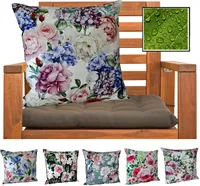 heimtexland ® Outdoor Dekokissen Gefüllt LOTUS EFFEKT Wasserabweisend 45x45 Blumen Deko Gartenkissen Outdoorkissen Typ675 05 Grün