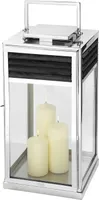 Fink Laterne Genua silberfarben Edelstahl , Teakholz Höhe 60 cm