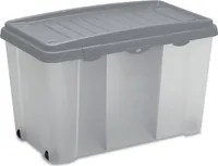 CASARIA® Aufbewahrungsbox 120l mit Deckel Rollen Trennwände stapelbar transparent Kunststoff BPA-frei XXL Rollbox Kunststoffbox Büro Spielzeug Grau