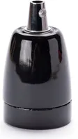 Lampenfassung E27 aus Keramik, Porzellan, Schraubfassung für Halogen LED Lampen, Schwarz
