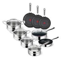 Tefal Jamie Oliver Komplettes Pfannenset 9-teilig, Kochtöpfe, Bratpfannen, Wokpfanne, Schmorpfanne, Tefal Pfannen, Edelstahl