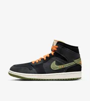 Nike Air Jordan 1 Mid SE Craft "Anthracite Light Olive", Schwarz/Grün , Größe: 50,5