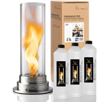 ReimerS Firenado 120 – Bioethanol Tischkamin mit 3 L Brennstoff | Hochwertiges Tischfeuer Edelstahl Outdoor | Design Kamin mit Flammenregulierung