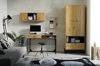 Jugendzimmer Set mit Schreibtisch in Artisan Eiche Nb. mit schwarz OSTUNI-132, B/H/T ca. 230/202/60 cm