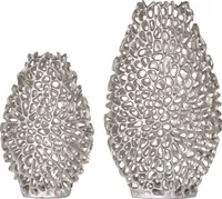Vase Abstract Leaf 2er Set silber 43189