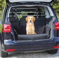 Relaxdays Hundebox Auto, doppelte Hundetransportbox, Kofferraum,  abgeschrägt, Trennwand, HBT: 64 x 90 x 82 cm, schwarz