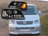 Scheinwerfer Links passt für VW T5 Multivan Transporter H7/H1 Chrom Klarglas