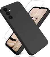 Für Samsung Galaxy A56 Schwarz Silikon Hülle TPU Case mit Kameraschutz und 2 Stück Panzerglas 9H Bildschirm Schutzglas