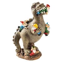 Dinosaurier essende zwerg Gartenstatue, gartenzwerg Und Dinosaurier Spielzeug,lustige Garden GNOME Statue 16*7*9.5cm