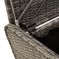 vidaXL Lavica s úložným priestorom a vankúšmi Sivá 115x51x52 cm Polyratan