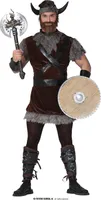 Herren Wikinger Krieger Kostüm mit Hörnern, Größe: 54 - 56 (XL) Farbe: Braun