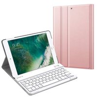 Fintie Tastatur Hülle für iPad 9.7 Zoll 2018 2017 / iPad Air 2 / iPad Air - Ultradünn leicht Schutzhülle Keyboard Case mit magnetisch Abnehmbarer drahtloser Deutscher Bluetooth Tastatur, Roségold
