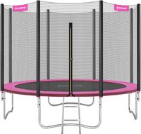 SONGMICS Trampolin rundes Gartentrampolin mit Sicherheitsnetz und Leiter, Sicherheitsabdeckung, bis zu 150 kg belastbar, für Outdoor, Garten