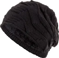 Compagno Mütze warm gefütterte Wintermütze elegantes Strickmuster Beanie Einheitsgröße, Farbe:Schwarz
