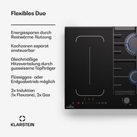 Klarstein Dual Induktion & Gas Kochplatte, 7kW volle Leistung, mit Schieberegler & Gusseisen-Unterseite - energieeffizientes, hochwertiges Induktionskochfeld für optimale Kocherlebnisse