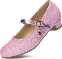 DREAM PAIRS Ballerinas Mädchen Mary Jane Flache Schuhe Ballerinas Prinzessin Schuhe Kommunionschuhe Schulschuhe ROSA-Glitzer 28.5 KFL219