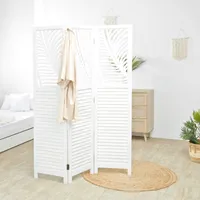 Homestyle4u 2043, Paravent Raumteiler Holz Weiß 3 teilig Vintage Look Trennwand Sichtschutz