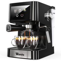 1.5L Espressomaschine Schwarz Kaffeemaschine mit Milchschäumer, 15 Bar Siebträgermaschine, Duale Temperaturkontrolle, Kaffeemaschine für Espresso, Cappuccino, Latte Machiato