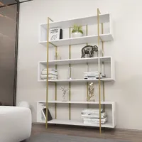 Skye Decor, Bruti - White, Gold, Bücherregal, Weiß, 120 x 29,6 x 180 cm