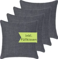 Selfitex Sofakissen, 40x40 4er Set mit Füllung und Bezug, weiche Couchkissen, strukturierter Polsterstoff, inkl. Kissenfüllung, Farbe: Dunkelgrau