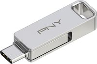 PNY DUO LINK - 256 GB - USB Type-A / USB Type-C - 3.2 Gen 1 (3.1 Gen 1) - 200 MB/s - Drehring - Edelstahl