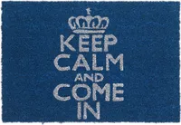 relaxdays Fußmatte Keep Calm Kokos blau 40x60 cm