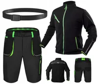 NEO TOOLS Herren Kurze Arbeitshose + Fleece-Arbeitsjacke mit Hosengürtel (Set) Gr. S(48) - 3XL(58)| Gr. M