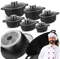 Masterpan 12-tlg Kochgeschirr-Set,Antihaftbeschichtung,Induktion,Deckel 16/20/20/22/24/28cm MP2152