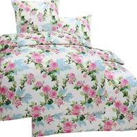 4-tlg. Biber Winter Bettwäsche 2x (135x200 +80x80 cm), 100% Baumwolle, weiß, Rosen Blüten